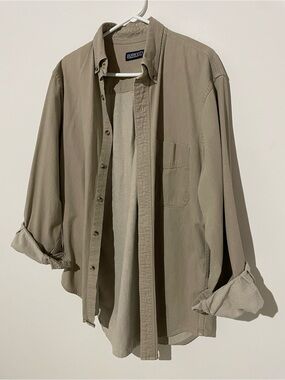 Lands' End Casual Button-Up Shirt in Khaki